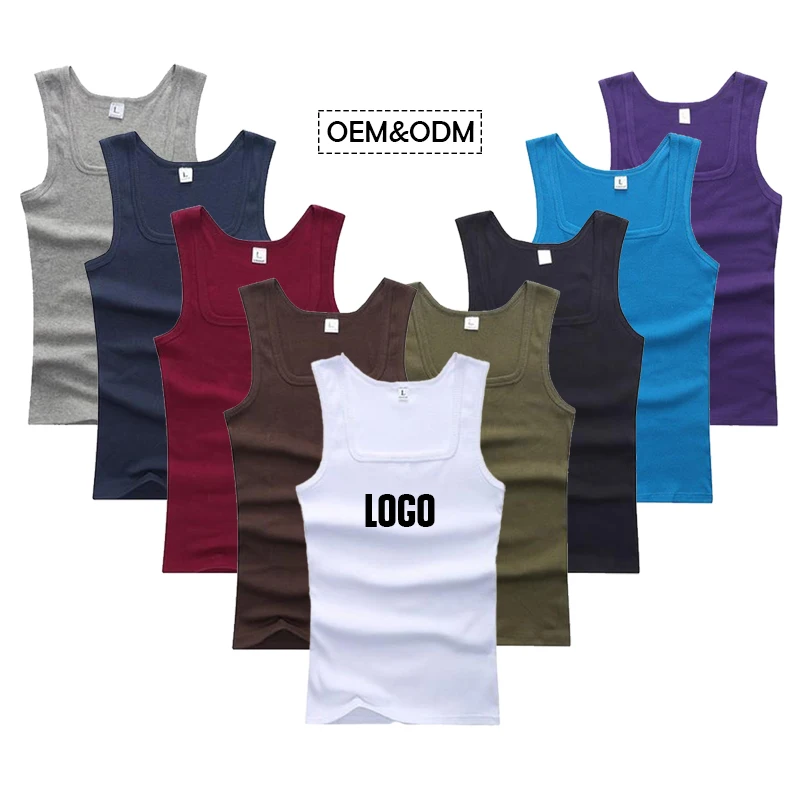 Men Gym Sportswear Clothing Square Collar Jersey Tank Tops Custom Running Slim Fit Tank Tops Man Quick Sleeveless Vest