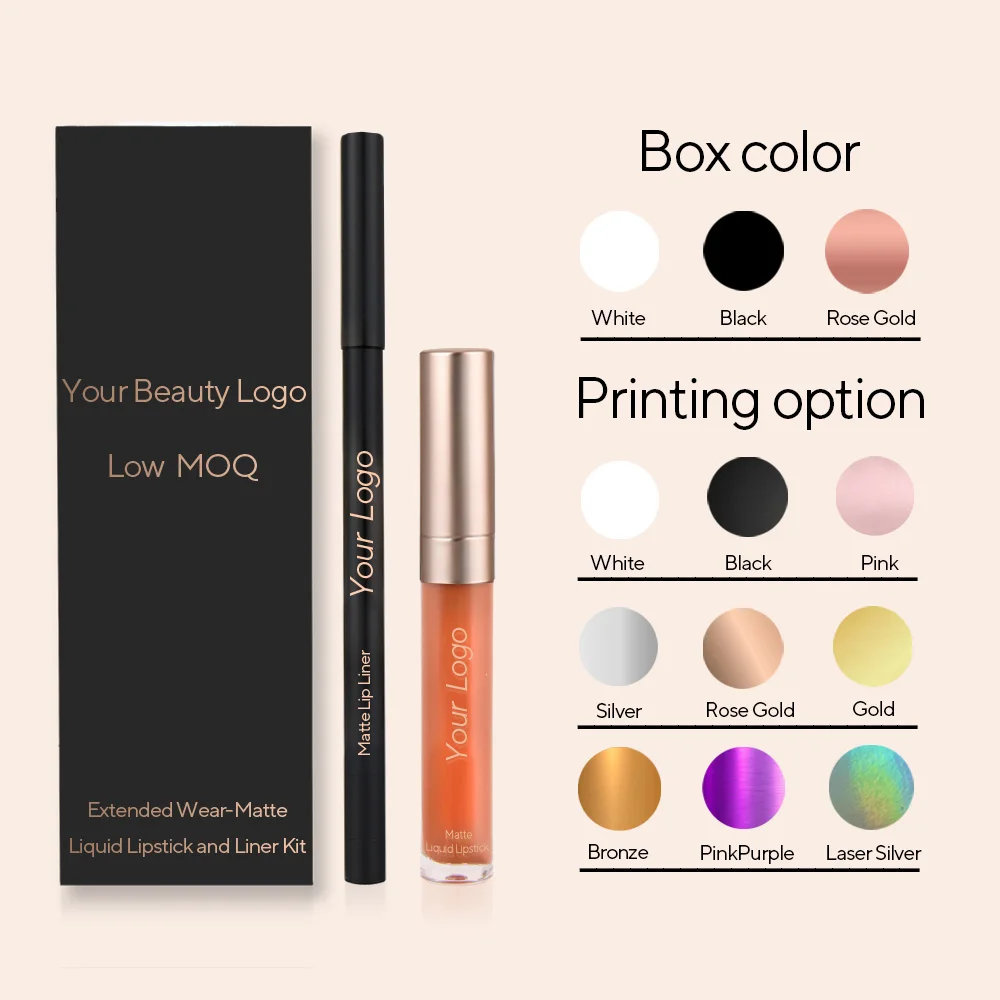 2024 Hot selling lipstick kit private custom logo matte liquid lipstick and lip liner set lip plumper gloss creamy lip liner