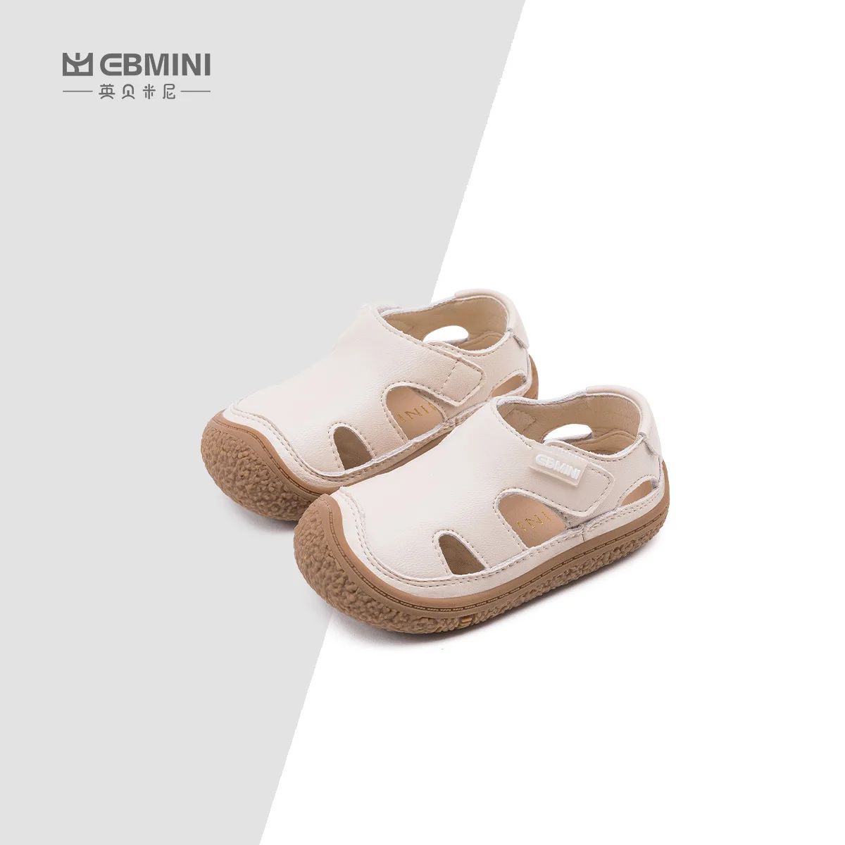 EBMINI spring and summer new soft sole baby boys and girls casual leather nude shoes