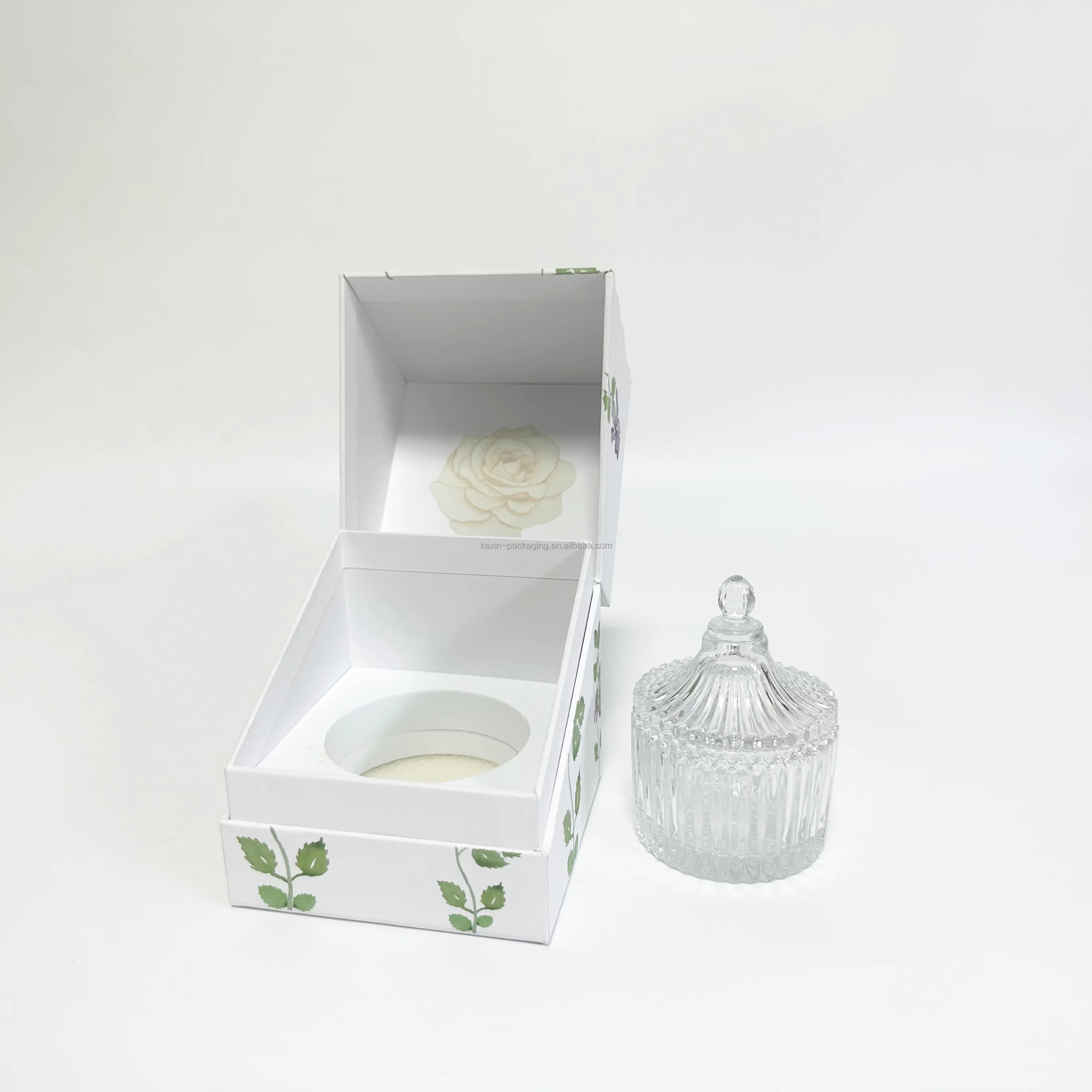 High-end Luxury Single Beautiful Rigid Paper Flip Crafts Gift Boxes Custom Candle Box Packaging