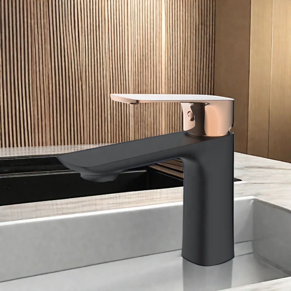HUAGAO 30mm Brass Faucet Matt Black Rose Gold Design Single-Handle Hot Cold Water Basin Bathroom Kitchen Wash Basin Zinc Ceramic