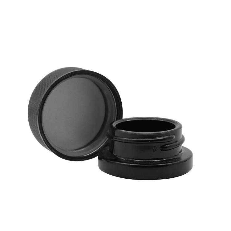 5ml 9ml glass jar childproof lid black eye cream container uv concentrate custom glass wax container for CBD oil