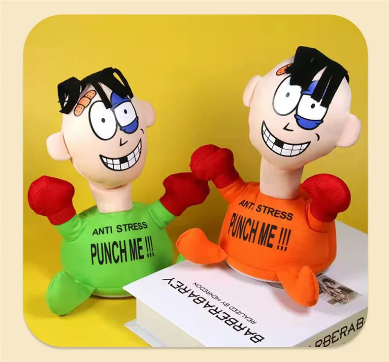 Punch Me Plush Toys The Beaten Villain Toy Cartoon Screams Electric Plush Toy Venting Doll Children Kids Boys Girls Funny Gifts