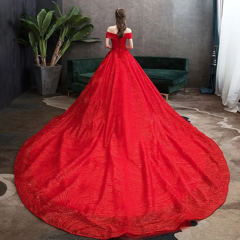 
Plus Size Wedding Dresses Lace Appliques Sweetheart Tulle Long Train Bridal Gowns 