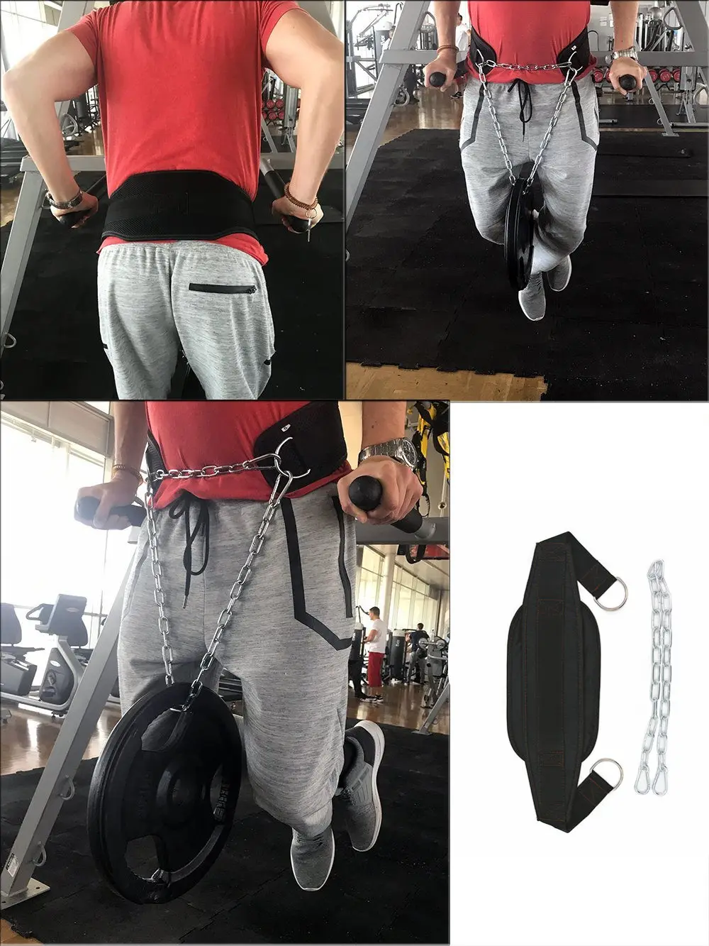 
Home Gym Equipment Pull Up Belt For Powerlifting Fitness Bodybuilding Strength Training Weight Lifting Belt with Chain 