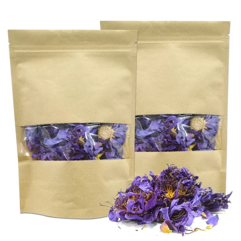 EU Food Standard Own Garden Dried Blue Lotus High Quality Whole Organic Herb Natural Smoked Water Lily Flower Tea in Bulk Pack