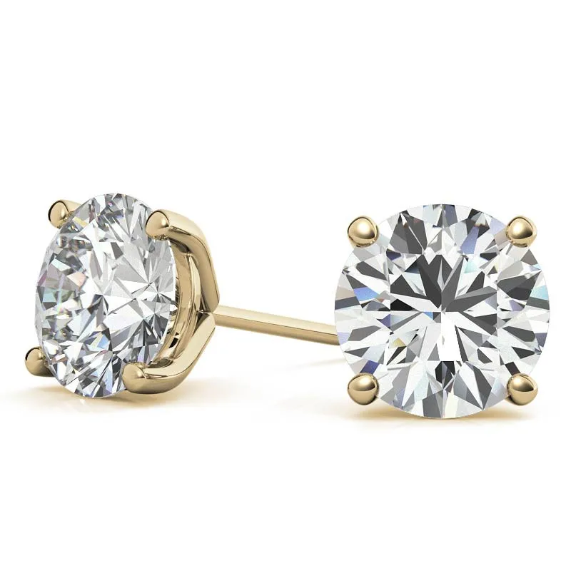Classical Style 14K/18K  Gold 1ct 6.5mm Round Brilliant Cut VVS Clarity DEF Color Moissanite Dainty Women Stud Earrings