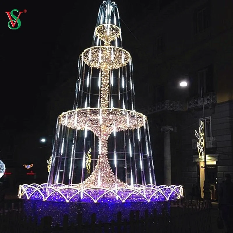 Merry Christmas Custom Giant Fountain LED Animated Motif Lights Decoration Christmas Fountain 3d Street Rope Light Motif