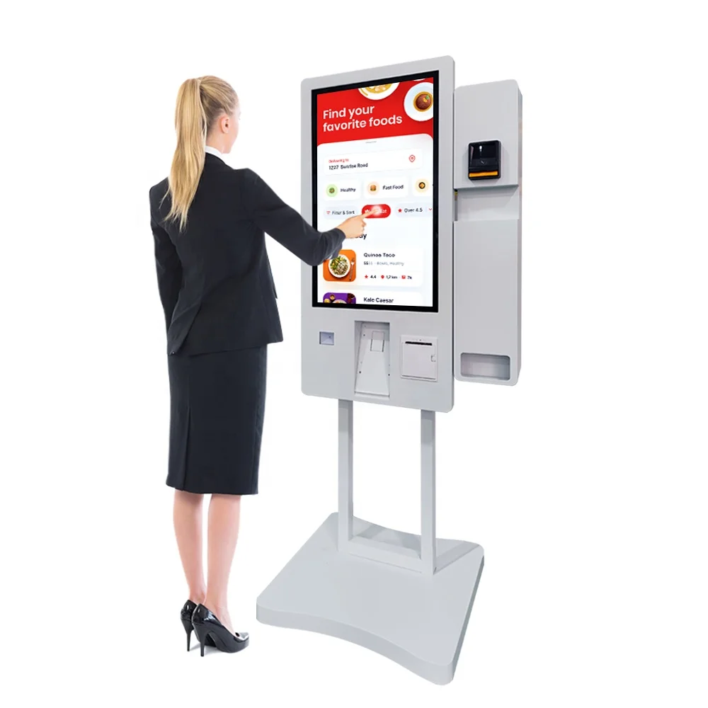 Interactive Self Service Payment Kiosk Touch Screen Kiosk Self Ordering Machine  with Banknote/Coin Acceptor