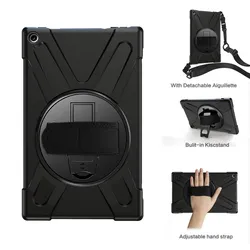 3 in 1 Hand Shoulder Strap Kids Safe Case For Amazon Kindle Fire HD 10 HD10 Plus 2021 Stand Heavy Shockproof Silicone PC Cover