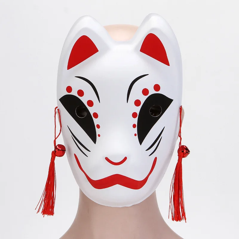 Halloween Japanese Japanese style painted tassel full face anime fox bell mask prom pvc masks
