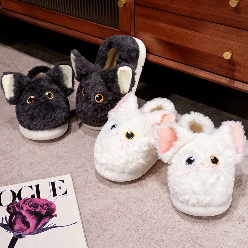 Fashion Winter Warm Unisex House Slippers Cute stuffed animal Devon Cat Shoes Home warm Soft slippers