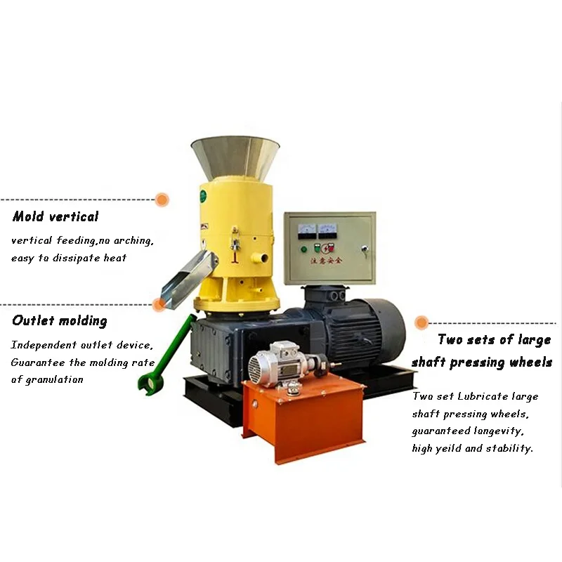 High Efficiency 300-400kg/h Poultry Feed Pelletizer Biomass Sawdust Wood Fuel Pellet Processing Equipment