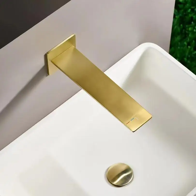 New Design Wall Mounted Brass Single Hole Lavatory Tap Hot and Cold Water Mixer Concealed Wash Basin Faucet Bathroom Faucet