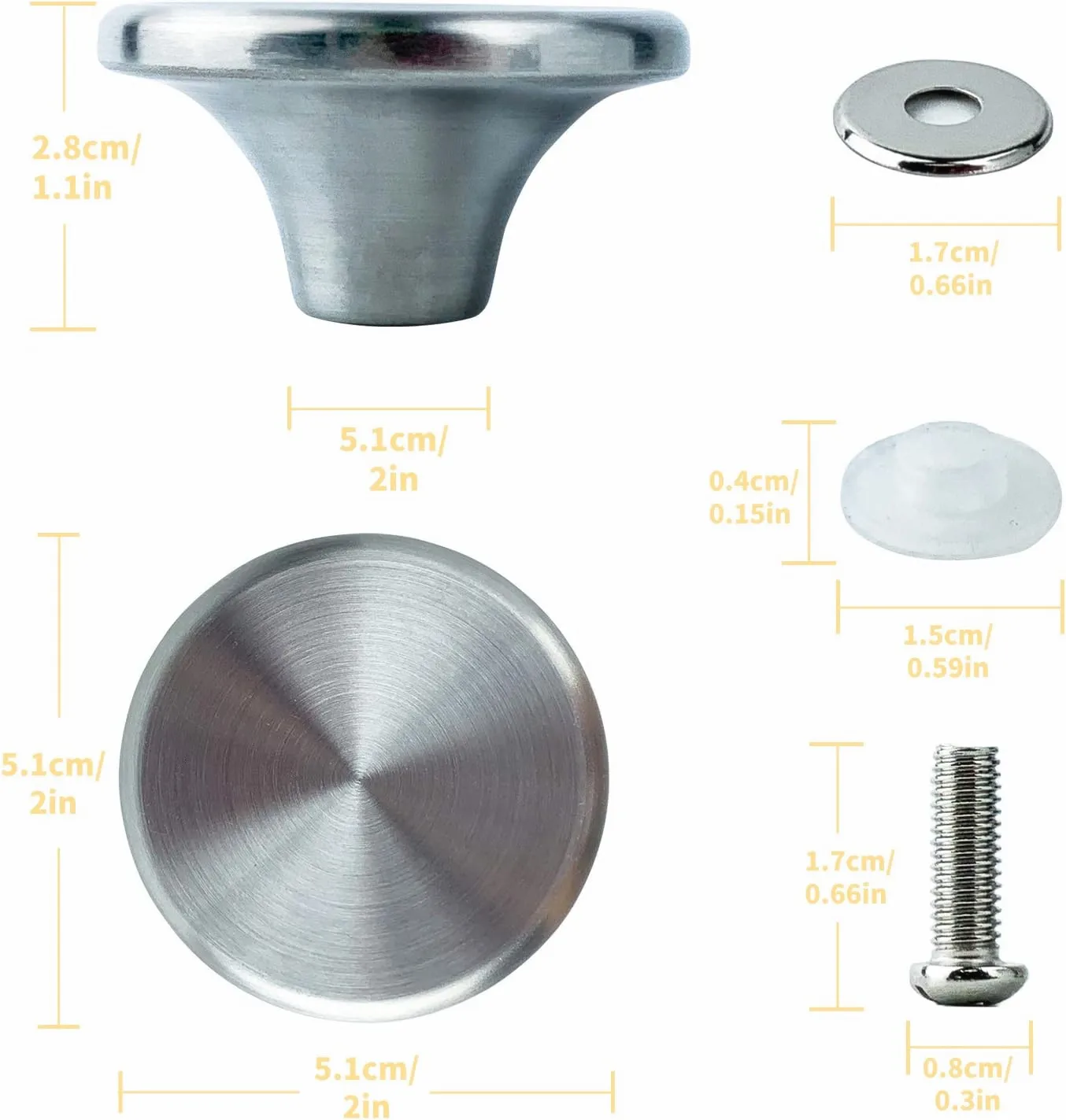 Stainless Steel Replacement handle pot lid knob cookware knob for Cast-Iron pot