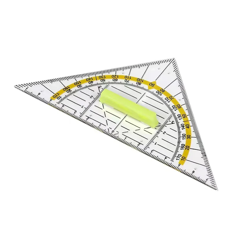 Premium Quality Custom Logo Wholesale drawing drafting geometry protractor triangle ruler with grip