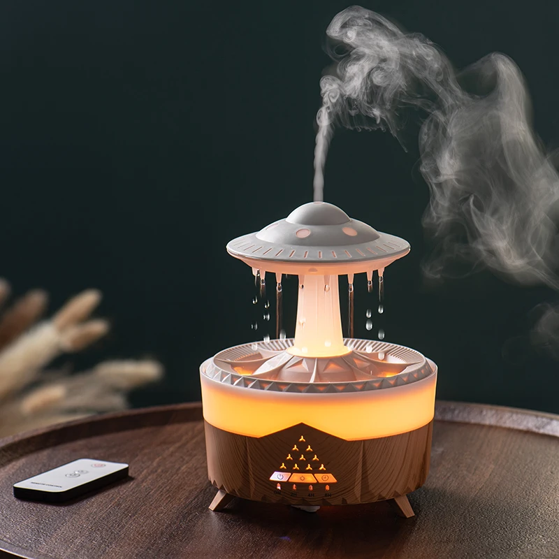 UFO 7 Colors  Air Humidifier Customized Home Direct Sale Essential Oil Ultrasonic  Rain Drop  Aroma diffuser