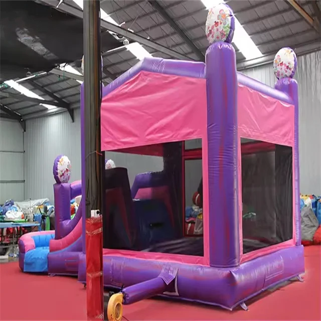 Pink castillo inflable wet dry waterslide Moonwalk Inflatable Jumper Bouncer slide combo for kids