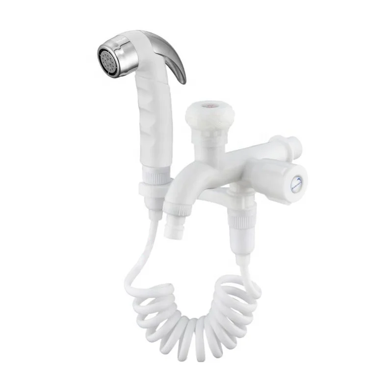 New design tee valve shattaf ABS plastic chrome multifunction shower hose shattaf bidet spray set faucet