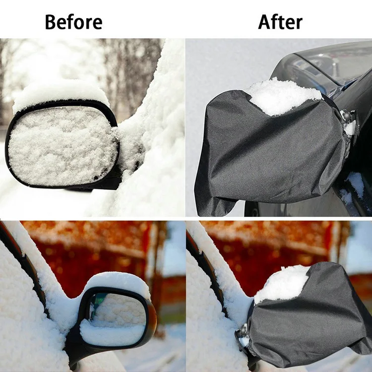 Winter Waterproof Frostproof Black Stretch Fabric Car Wing Mirror Cover
