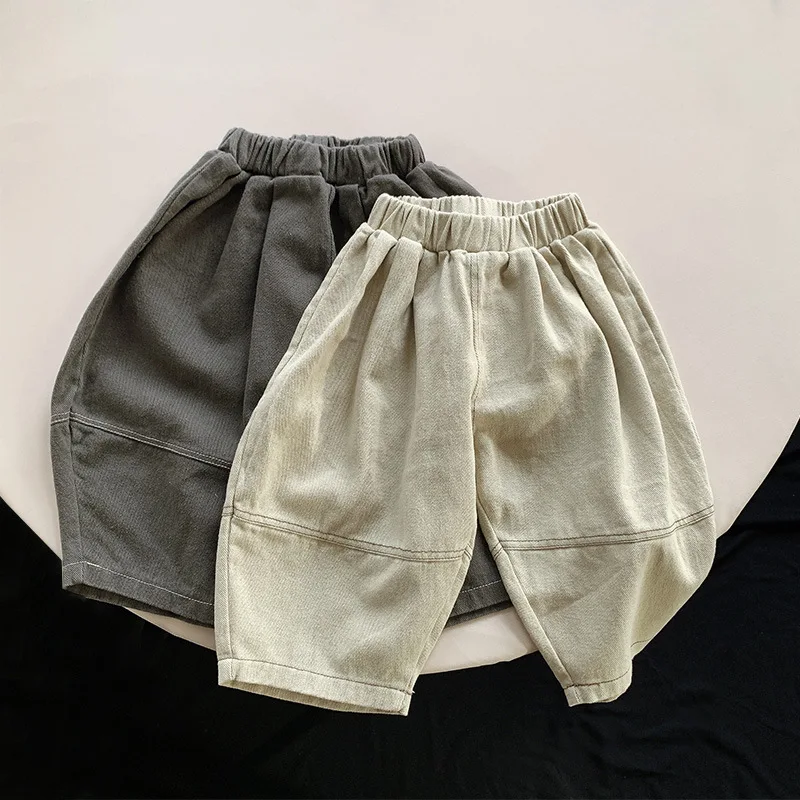 Spring Boys And Girls Loose Casual Wide Leg Harun Pants For Kids Korean Foreign Style High Waist Outwear Trendy Pants