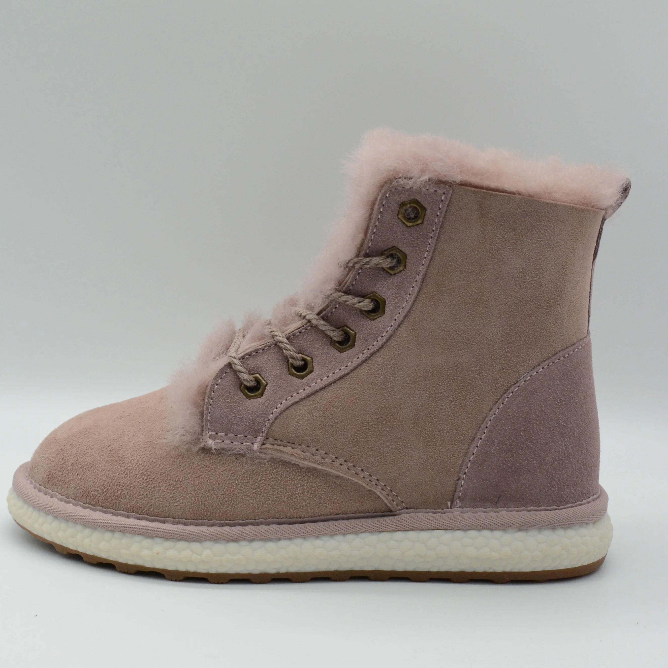 Best sale Cowsuede leather upper sheepskin wool lined women winter fur boot