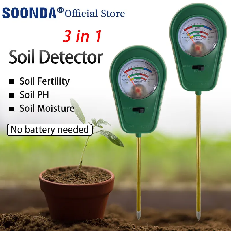 3 in 1 Soil fertility Meter Tester Soil PH Tester Soil Hygrometer Soil Moisture Meter Detector Measurer No battery required