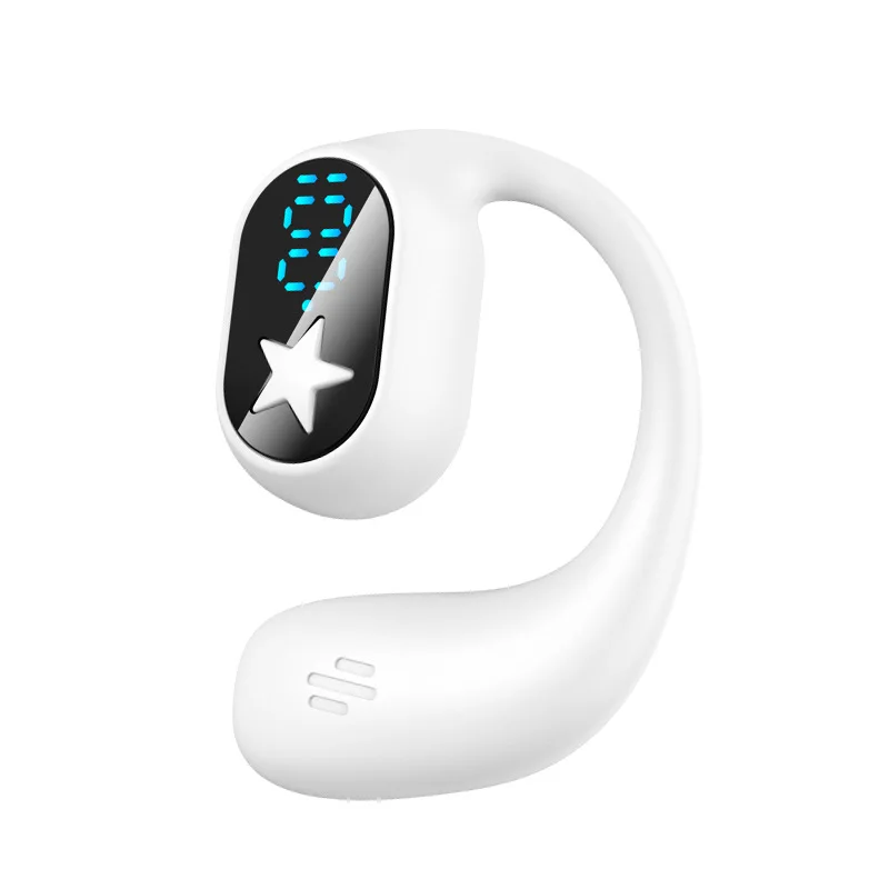 2024 Sport Headphone LED HD Display Ear Single Earphone Fast Charging Adjust Wireless Blue Tooth Bone Conduction Headset Gift