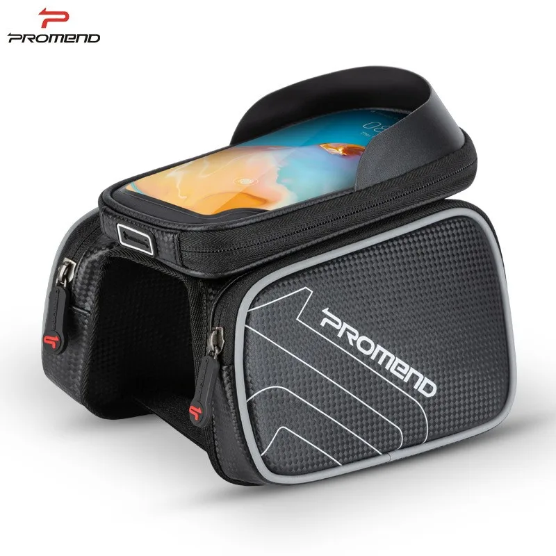 Promend Bicycle Handlebar Bag with Waterproof TPU and EVA Bike Phone GPS Holder Top Tube Accessory