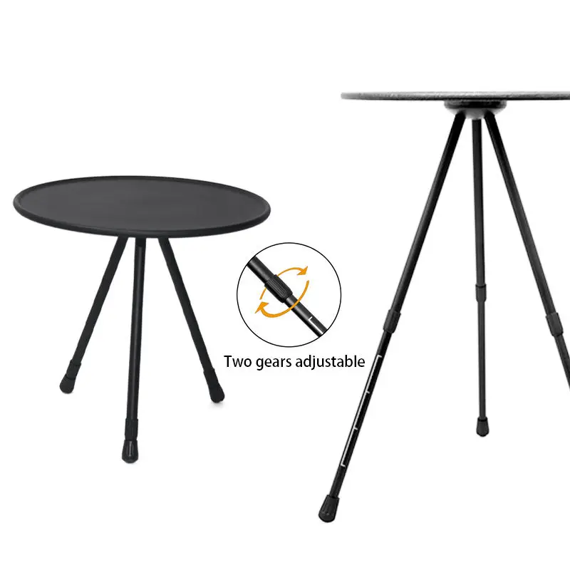 Upgraded Camping Height Adjustable Foldable Carbon Steel  Triangular Small Round Table