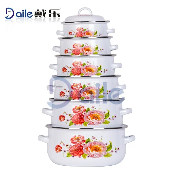6pcs Cast Iron Enamel Carbon Steel Cookware Sets Price Enamel Casseroles Sets With Lid