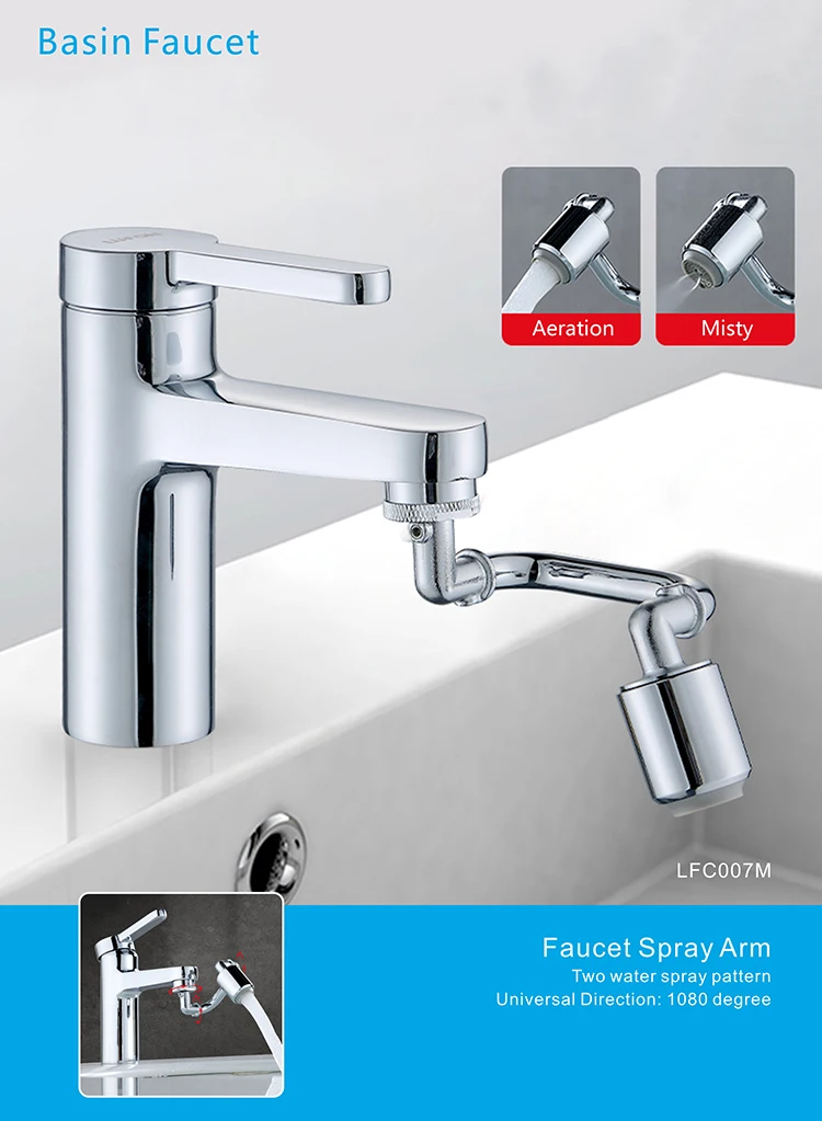 Universal 1080 degree Swivel Robotic Arm Faucet Plastic Kitchen Sink Extension Faucet Rotatable Multifunctional Extension Faucet