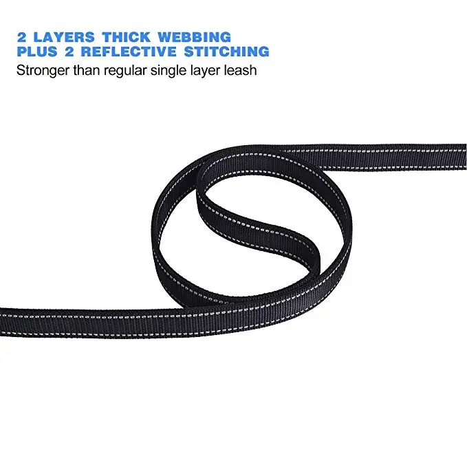 Hanyang OEM Custom Two Double Handles Dog Leash Reflective Nylon Dog Leash Dog Collar Pet Lead Custom Pet Products Pet Supplies