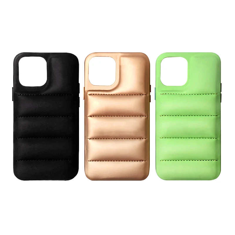 Custom Leather Sponge Jacket Down Puffer PU Phone Case For iPhone 14/Pro/max