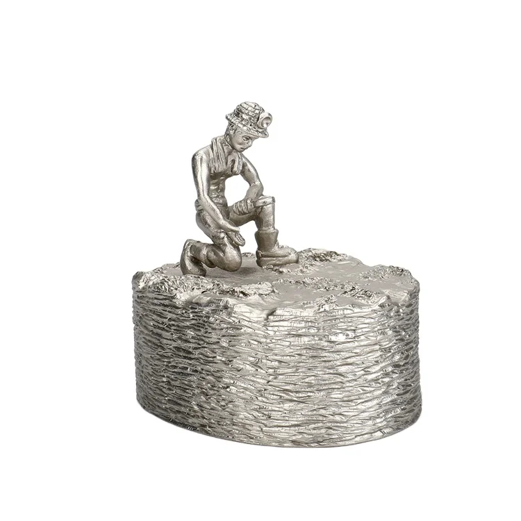Custom Tabletop Metal figure Sculpture Decor 3D Small Size Coal Miner Sculpture