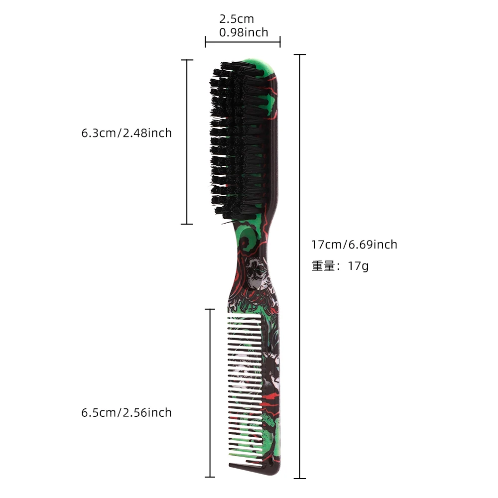 Comb/Brush Printing Process ABS Nylon Beard Styling Professional Shave Brush Barber Double-sided Comb Brush