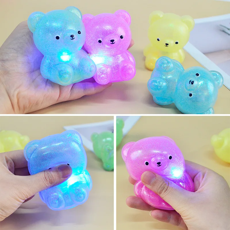 Factory wholesale new vent bear animal decompression soft rubber squeeze vent ball luminous toy