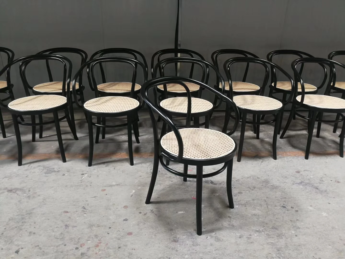 Classic  No. B9  bentwood thonet armchair with rattan seat