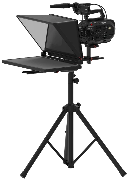 Broadcast camera teleprompter for news broadcasting with 24 inch high brightness display enterprises level tripod