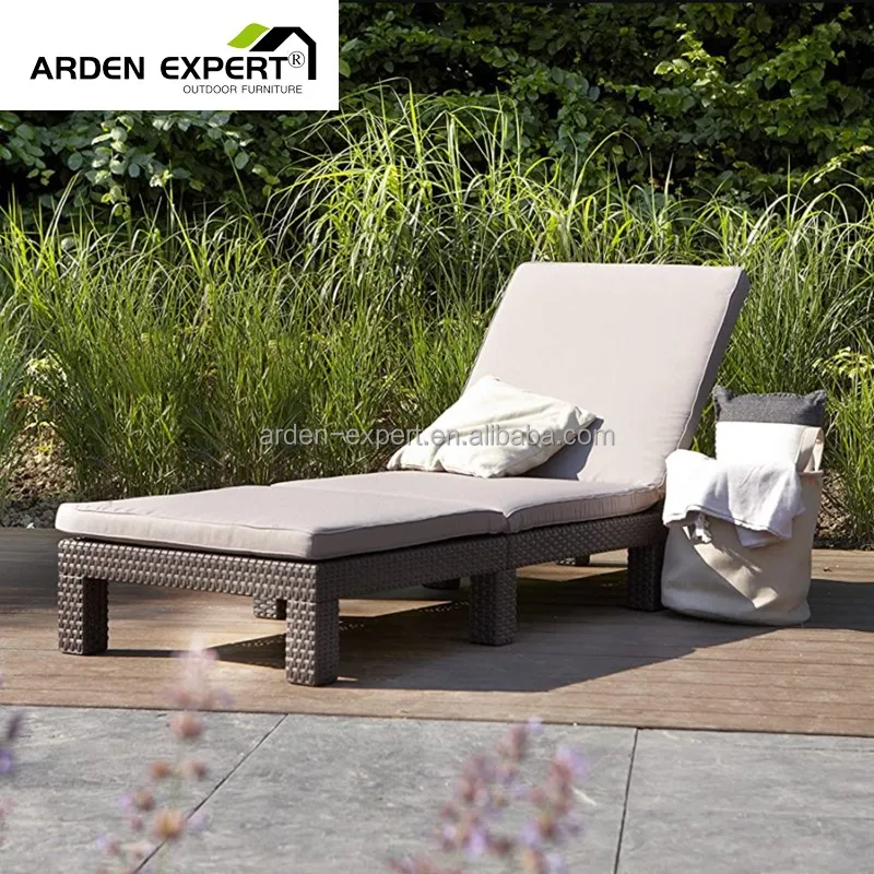 Hotel Adjustable Rattan Chaise Lounger Chair Furniture Outdoor Sun Bed