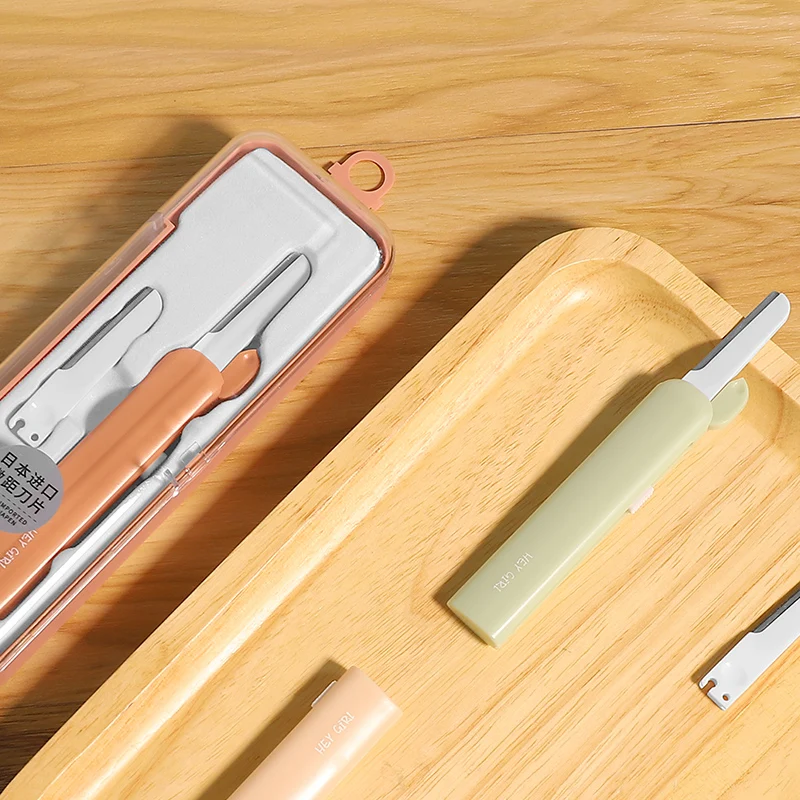 private label low MOQ Replaceable Japanese blade retractable eyebrow trimmer high quality eyebrow razor for ladies shaving