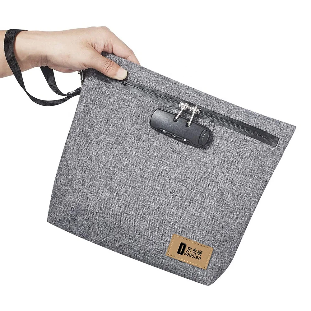 Waterproof sealing zipper combination lock smell proof bag carbon lining handbag odor proof bag