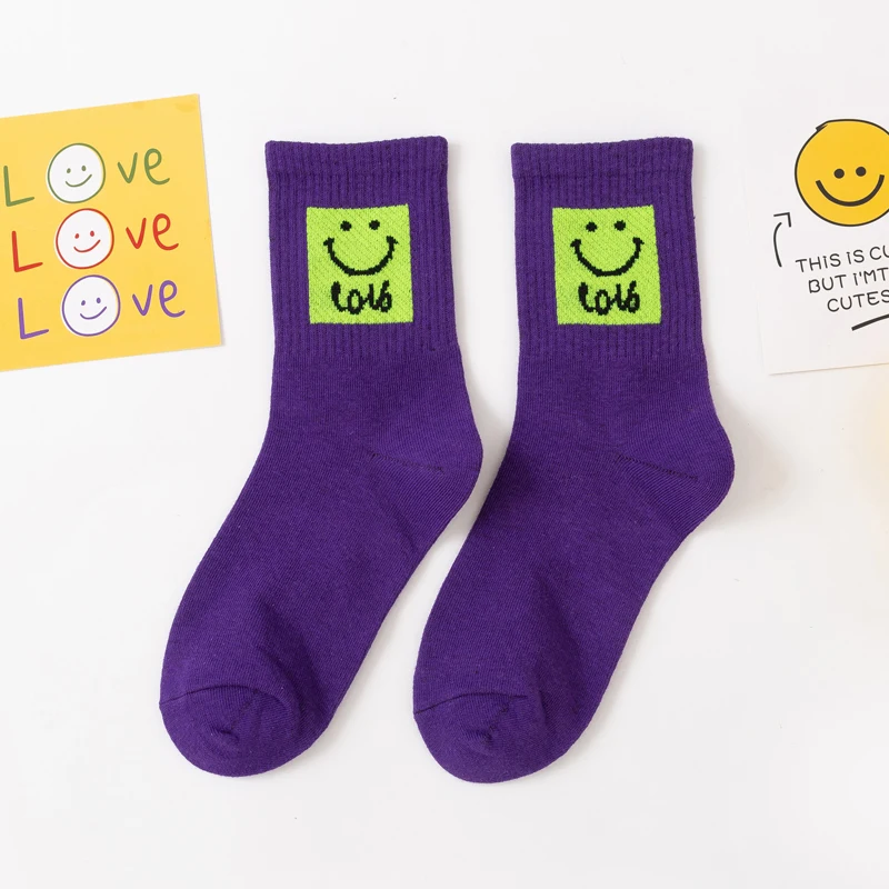 Kids Cartoon Socks smiley  Design Children Cute Kids 100% Cotton White Girl School  Socks    for kids  0-12 Years Old