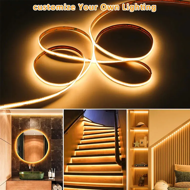 Hot sale COB LED Strip 320LEDs IP20 DC 24V White 3000K Furniture Wardrobe Decor Flexible RGBW LED COB Strip Light