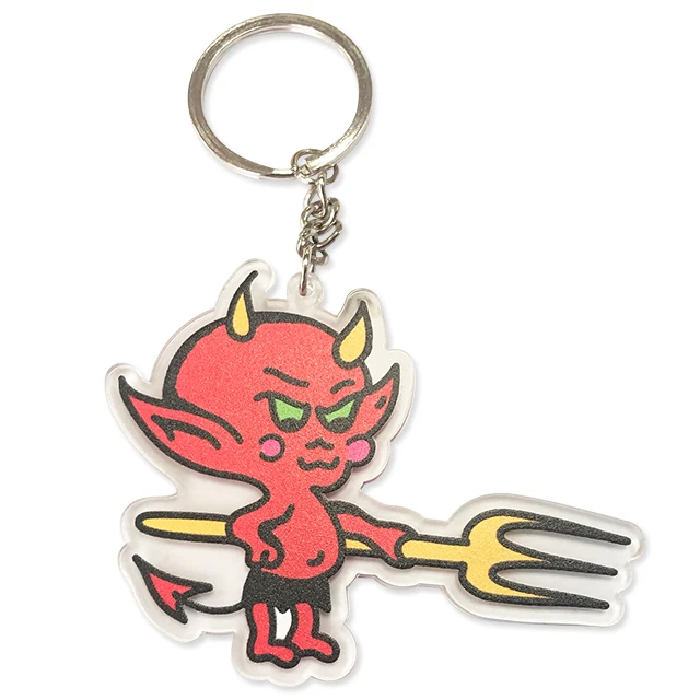 Custom Bulk Promotional Logo Cute Kawaii Cartoon Anime Clear Resin Glitter Acrylic Plastic Keychain Charm with Epoxy