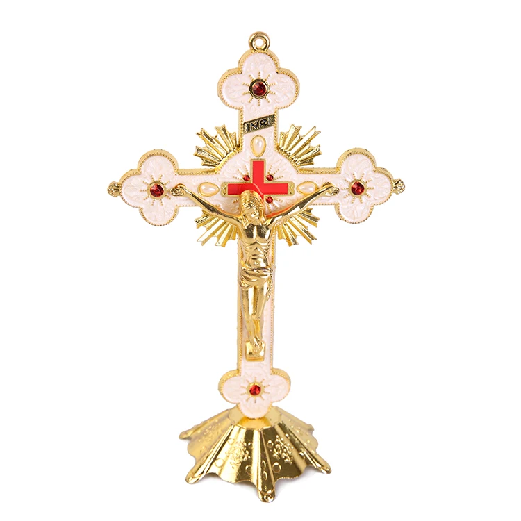Medium Cruzado Boutique Bright Gold Jesus Exorcist Cross Festival Gold Hanging Decoration Catholic Relics Christianity Crucifix