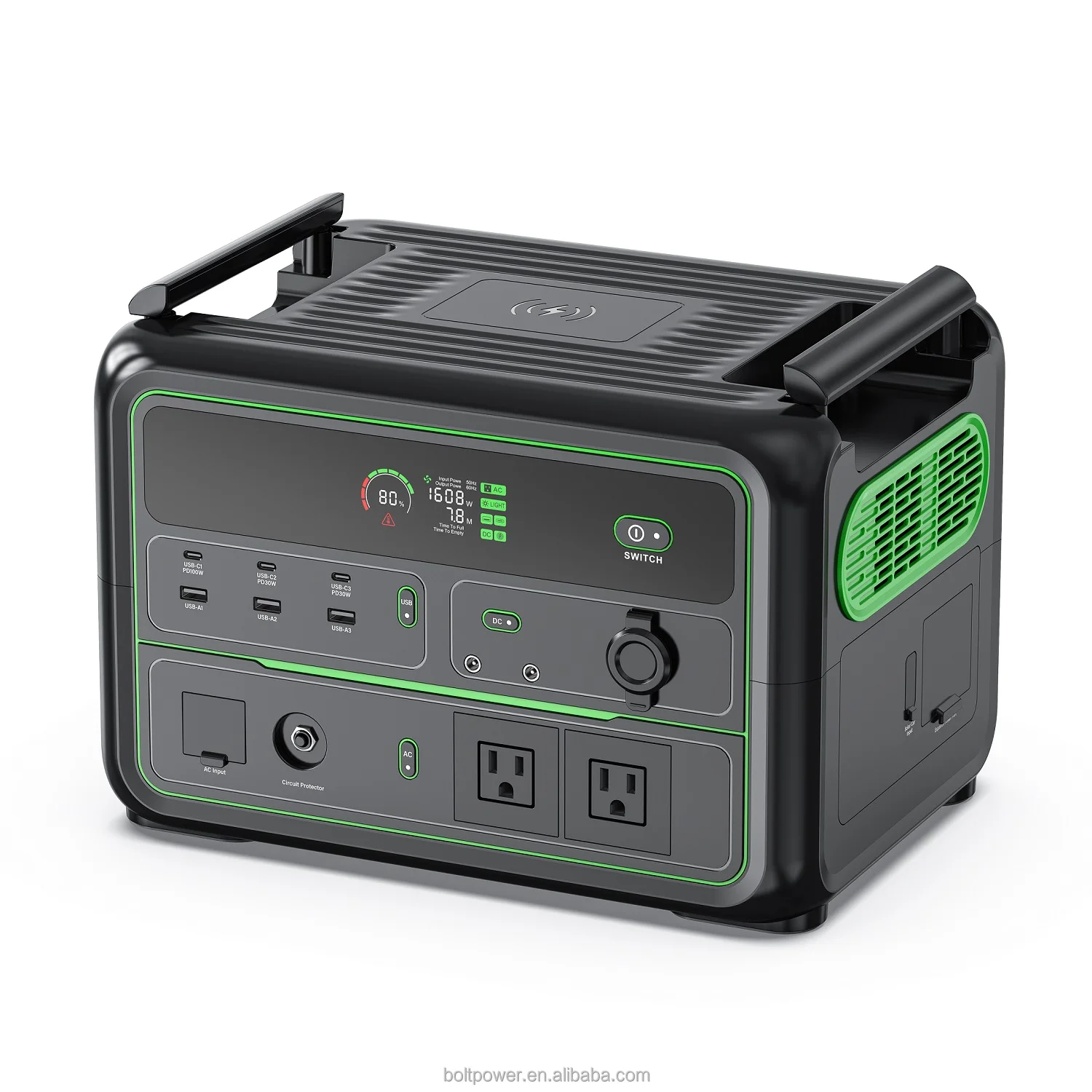 1200W Portable Power Station Solar Panel Camping Car Charging MPPT Flashlight Wireless Charging Pure Sine Wave EU US Socket