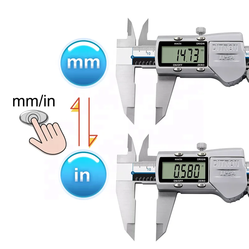 DITRON High Precision Digital Caliper 0-150 mm 6 inch LCD Screen Measuring Tool Electronic IP54 Stainless Steel Metal Caliper