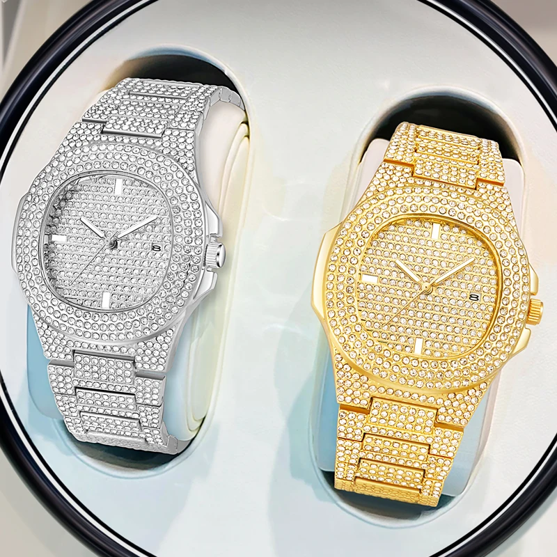 Hot Sale Fashion Unisex Iced Out Quartz Watch  Luxury Diamond Ladies Watch Waterproof Wholesale watches