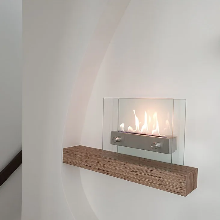 Portable glass rectangular fireplace atmosphere desktop ornaments alcohol desktop metal small stove